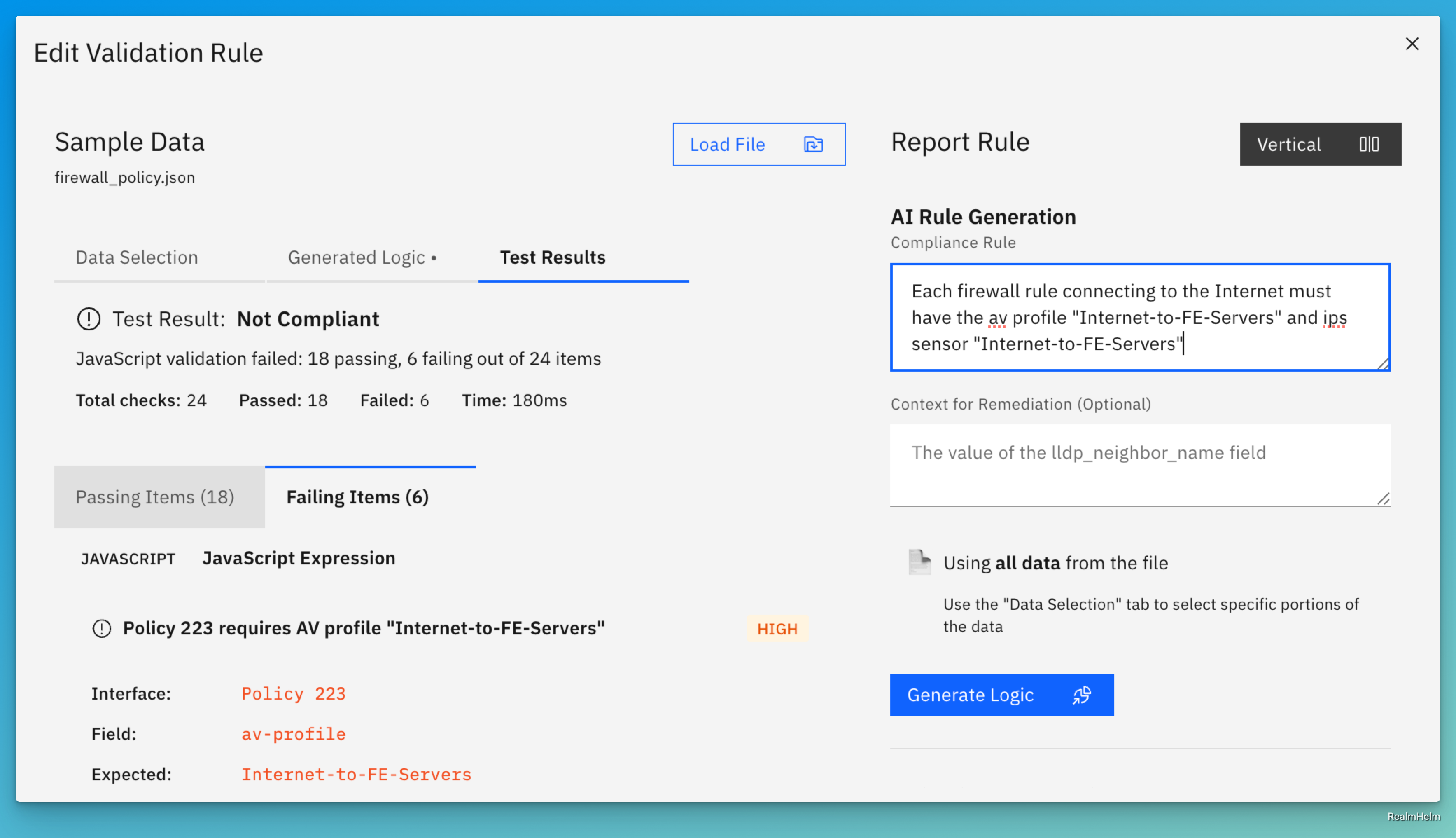 Natural language rule creation interface